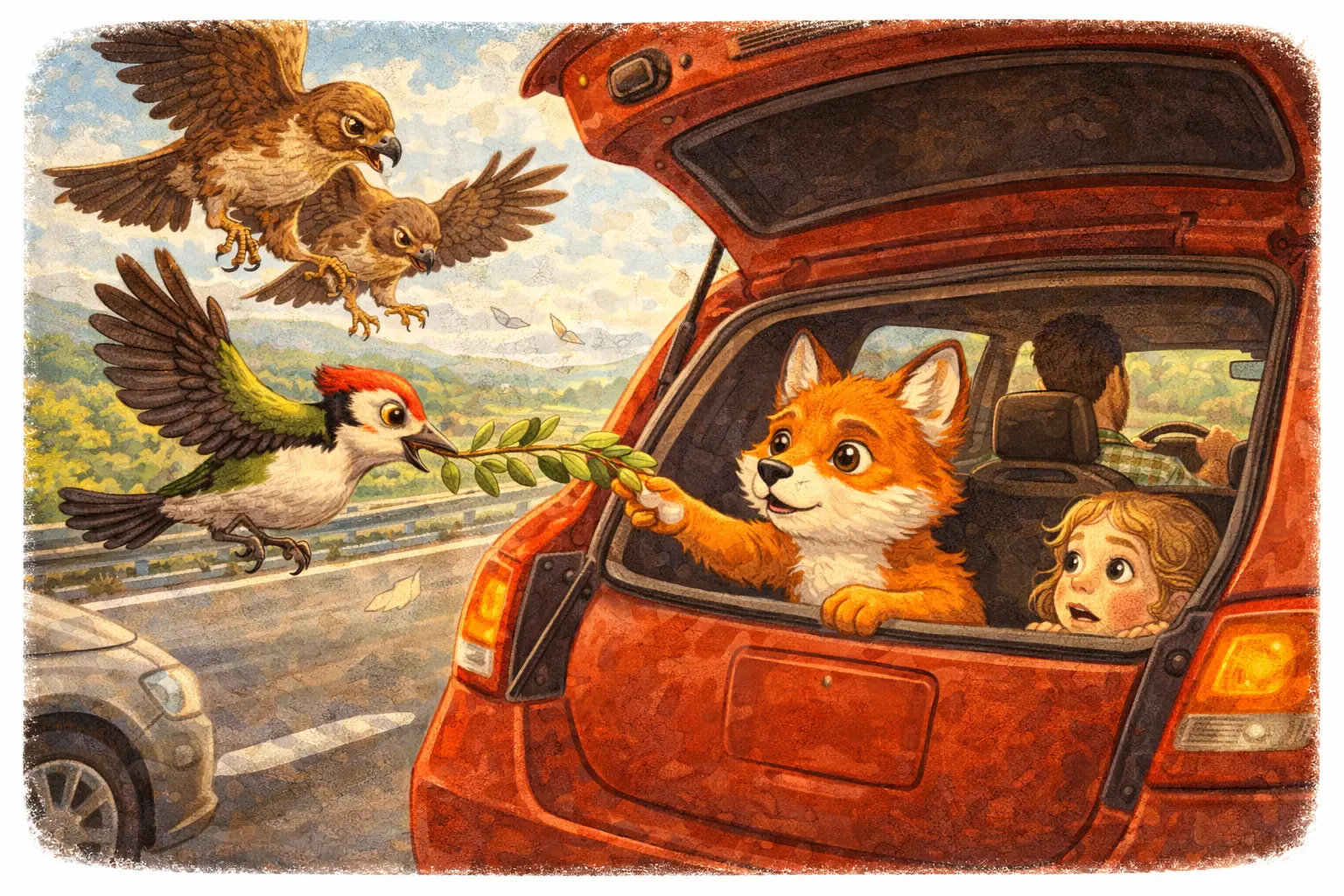 Ilustracija: Grančica kroz prozor